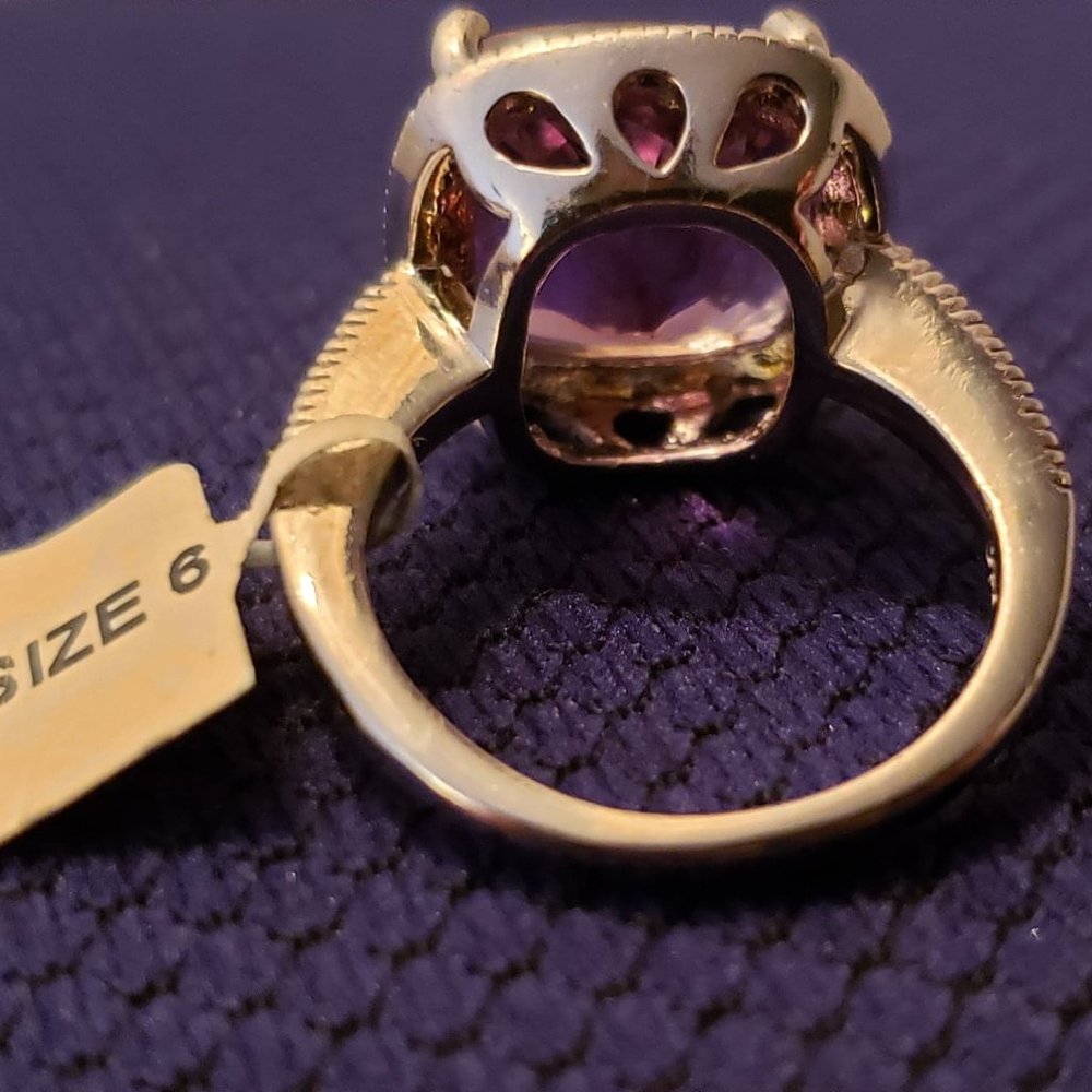 Amethyst (3/4 ct. t.w.) & Diamond Accent Ring- Size 6- With FREE SHIPPING! - Picture 3 of 16